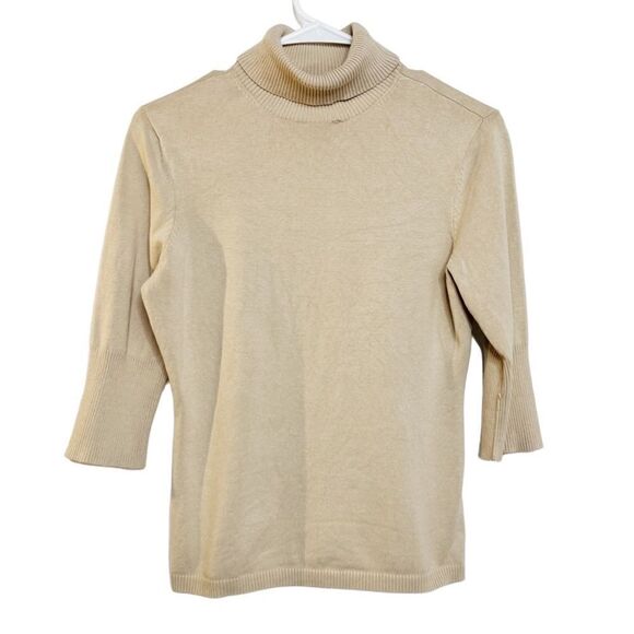 Worthington 3/4 Sleeve Turtleneck Sweater Tan Size Small - Picture 1 of 5